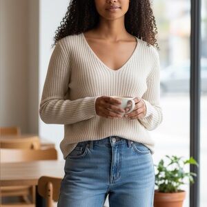 J. Crew Women's Beige V-Neck Sweater